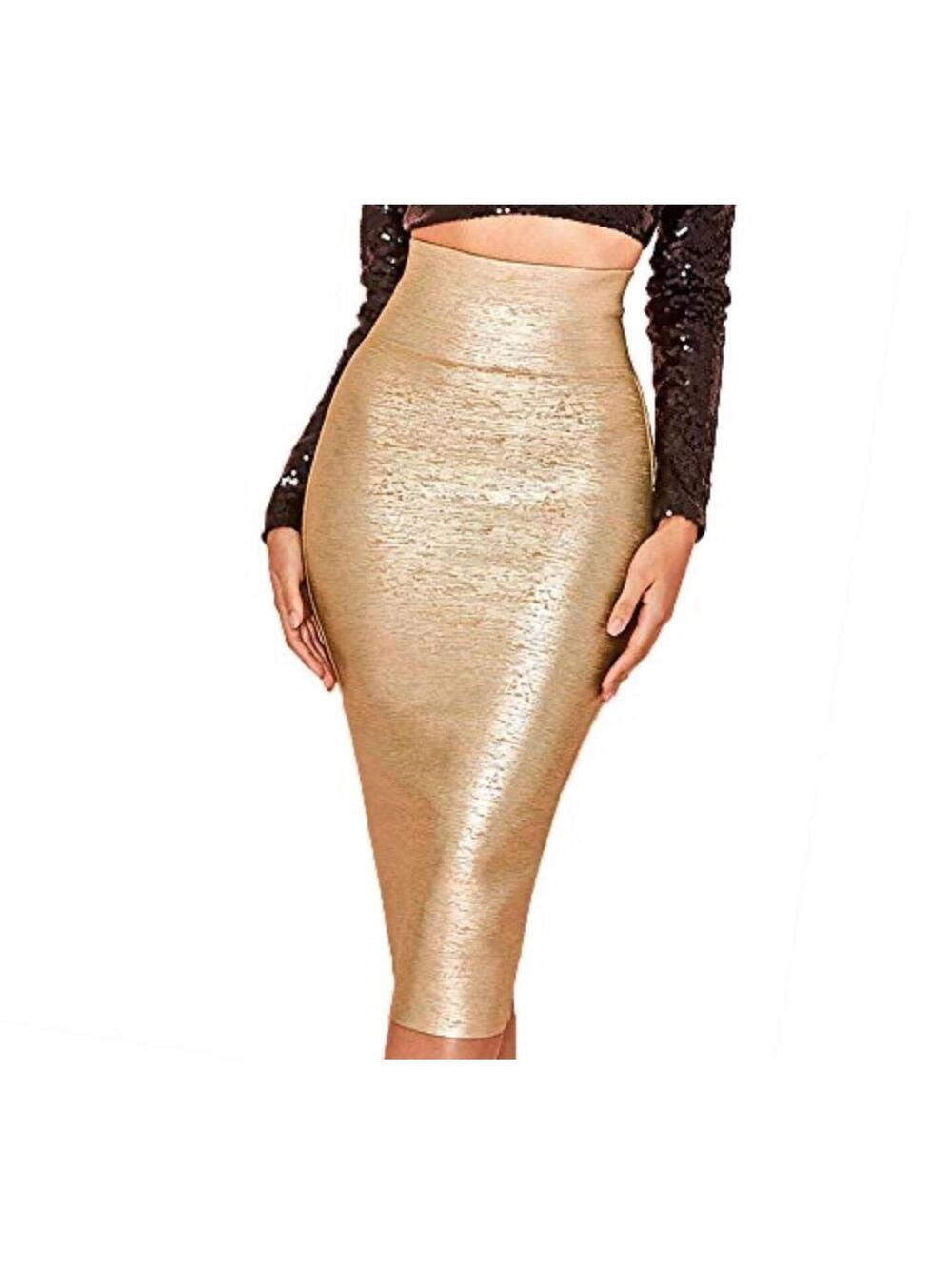 NWT My XSaint  Party Pencil Skirt in Metallic Gold size S
